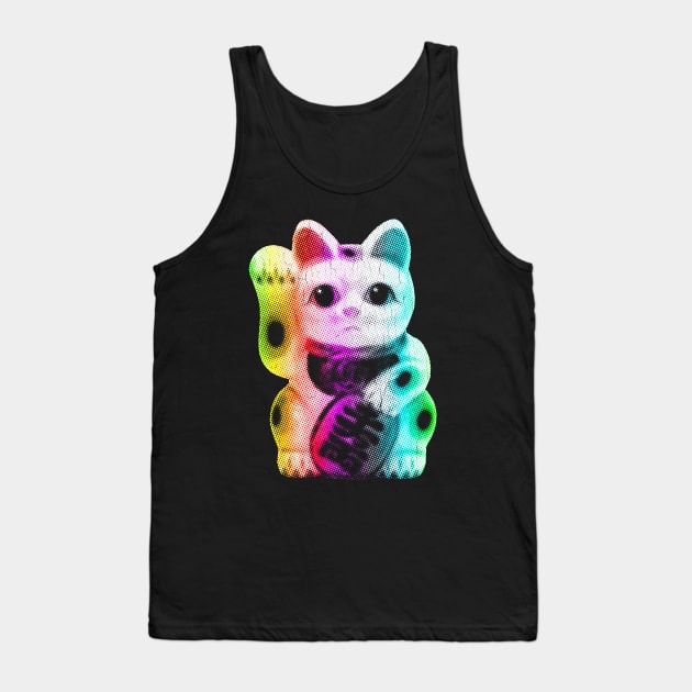 Pop Art Lucky Cat - Maneki Neko Tank Top by robotface